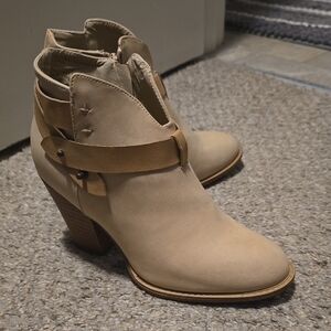 XOXO Beige Ankle Booties with Strap Detail